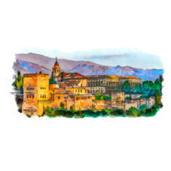 Panorama Of The Alhambra Palace, Granada, Andalusia, Spain Sticker