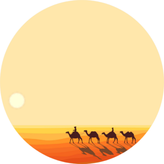 Panoramic Landscape Of The Desert Caravan Of Camels Sticker