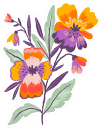 Pansies In Hand Drawn Style Isolated Sticker