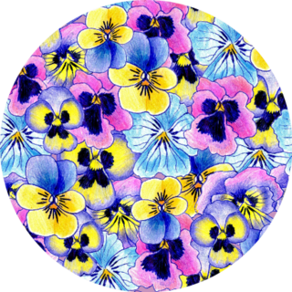Pansies Seamless Pattern Vibrant Illustration Sticker