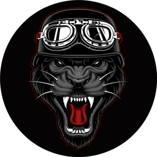 Panther Biker Mascot On Dark Background Sticker