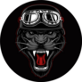 Panther Biker Mascot On Dark Background Sticker