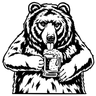 Papa Bear Drinking Beer Illustration Sticker