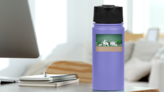 Paper Art Elephants In The Forest Sticker on a Water Bottle (New) example