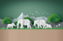 Paper Art Elephants In The Forest Sticker