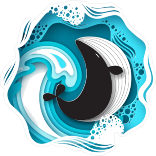 Paper Cut Cartoon Whale Ocean Sticker