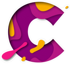 Paper Cut Letter C Sticker