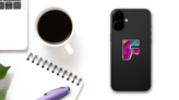 Paper Cut Letter F Sticker on a Phone (New) example