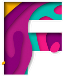 Paper Cut Letter F Sticker