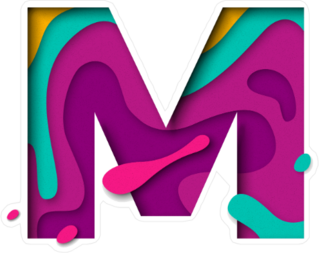 Paper Cut Letter M Sticker