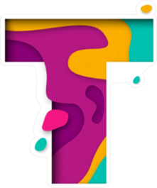Paper Cut Letter T Sticker