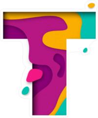 Paper Cut Letter T Sticker