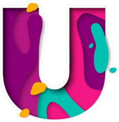 Paper Cut Letter U Sticker