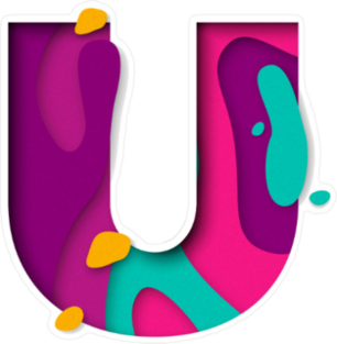 Paper Cut Letter U Sticker