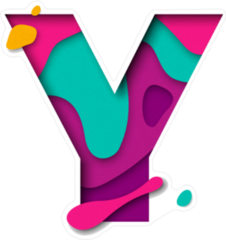 Paper Cut Letter Y Sticker