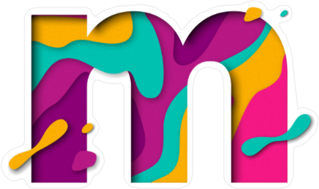Paper Cut Lower Case Letter M Sticker