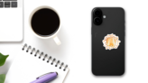 Paper Cut Mom And Baby Fox In Forest Sticker on a Phone (New) example