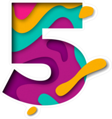 Paper Cut Number 5 Sticker
