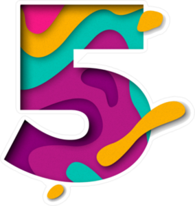 Paper Cut Number 5 Sticker