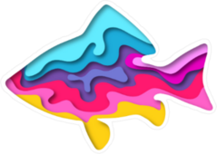 Paper Cut Out Fish Sticker