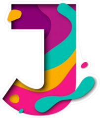 Paper Cut Serif Letter J Sticker