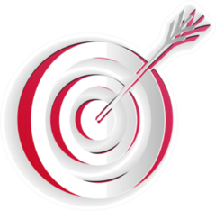 Paper Cut Target With Archery Arrow Icon Sticker