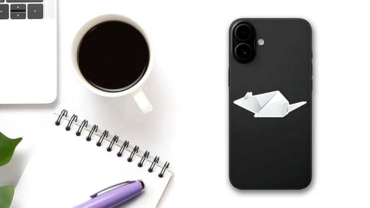 Paper Folded White Mouse Or Rat Sticker on a Phone (New) example