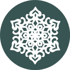 Paper Lace Doily, Decorative Snowflake On Green Sticker