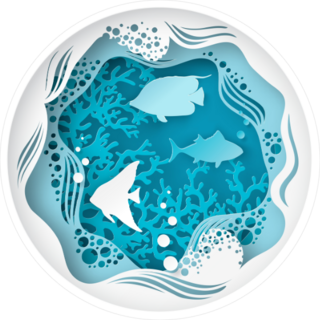 Paper Underwater Sea Cave Sticker