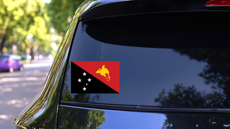 Papua New Guinea Country Flag Sticker on a Rear Car Window (New) example