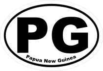 Papua New Guinea Pg Oval Sticker