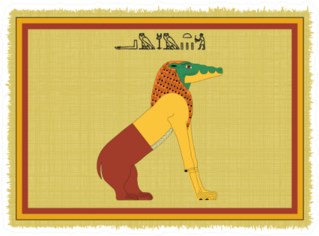 Papyrus With The Image Of Ammut, Ancient Egyptian Sticker