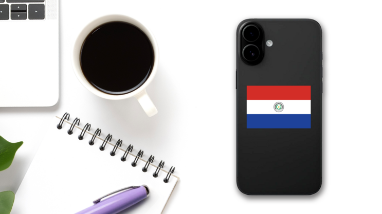 Paraguay Flag Sticker on a Phone (New) example