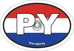Paraguay Py Flag Oval Sticker