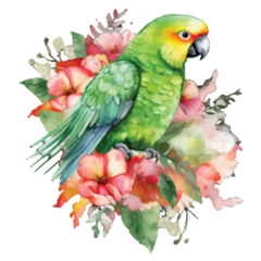 Parakeet Green Floral Sticker