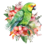 Parakeet Green Floral Sticker