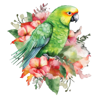 Parakeet Green Floral Sticker