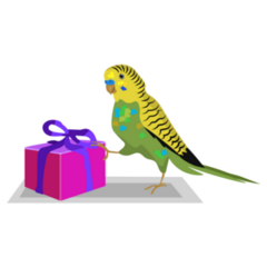 Parakeet With Present Sticker