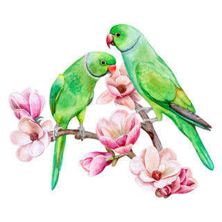 Parakeets In Flowers Sticker 
