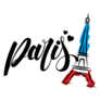 Paris And Eiffel Tower Heart Typography Sticker
