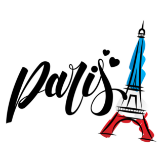 Paris And Eiffel Tower Heart Typography Sticker