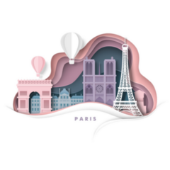 Paris City, France Illustration In Paper Art Style Sticker