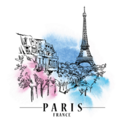 Paris France Beautiful Watercolor Illustration Sticker