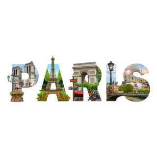 Paris France City Landmarks Lettering Illustration Sticker