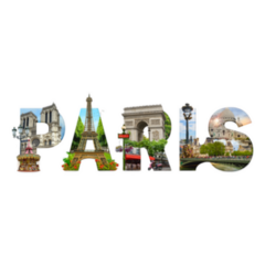Paris France City Landmarks Lettering Illustration Sticker