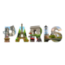 Paris France City Landmarks Lettering Illustration Sticker