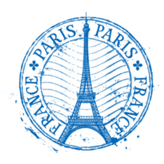 Paris France, Eiffel Tower Blue Icon Sticker