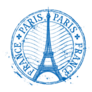 Paris France, Eiffel Tower Blue Icon Sticker