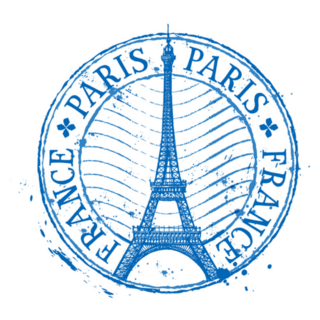Paris France, Eiffel Tower Blue Icon Sticker