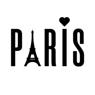 Paris, France Lettering Eiffel Tower Sticker